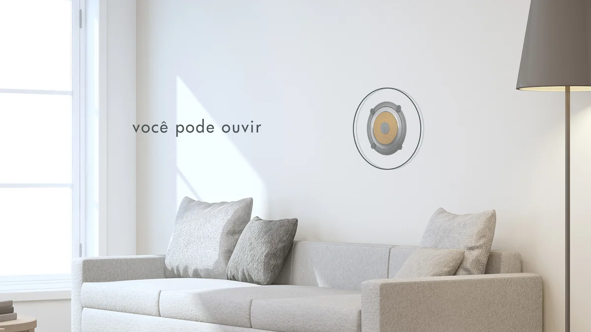 Representação do transdutor que utiliza a superfície da parede para propagar o som