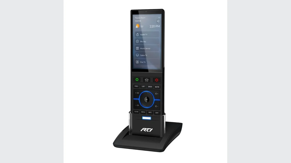 Controle remoto inteligente com tela touch e base de carregamento