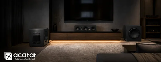 Subwoofer ativo e passivo em uma sala de home theater