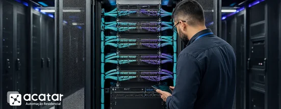 Backbone de fibra óptica em rack empresarial