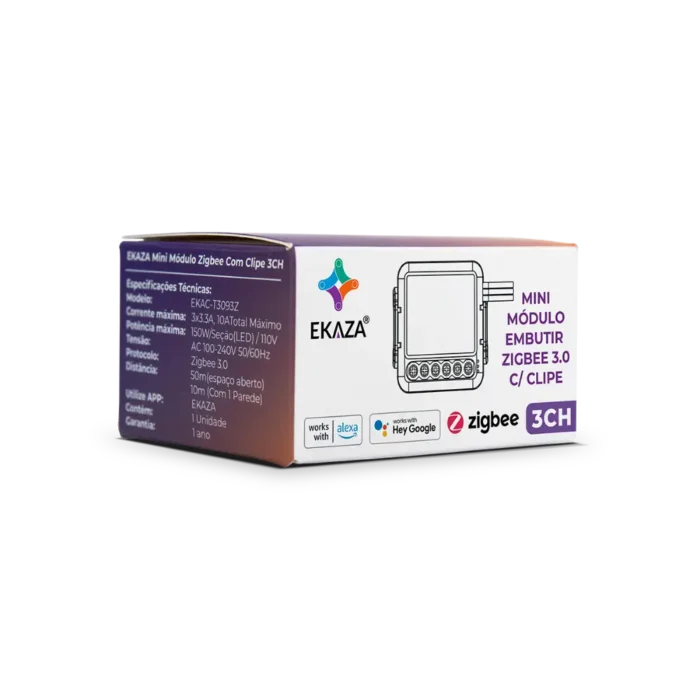 Mini Módulo 3 Canais Zigbee - Caixa