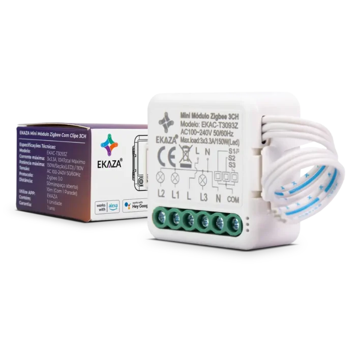 Mini Módulo 3 Canais Zigbee - Caixa Produto