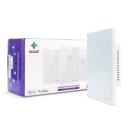 Interruptor Inteligente 1 Tecla Touch 2.5D Zigbee - Caixa e Produto