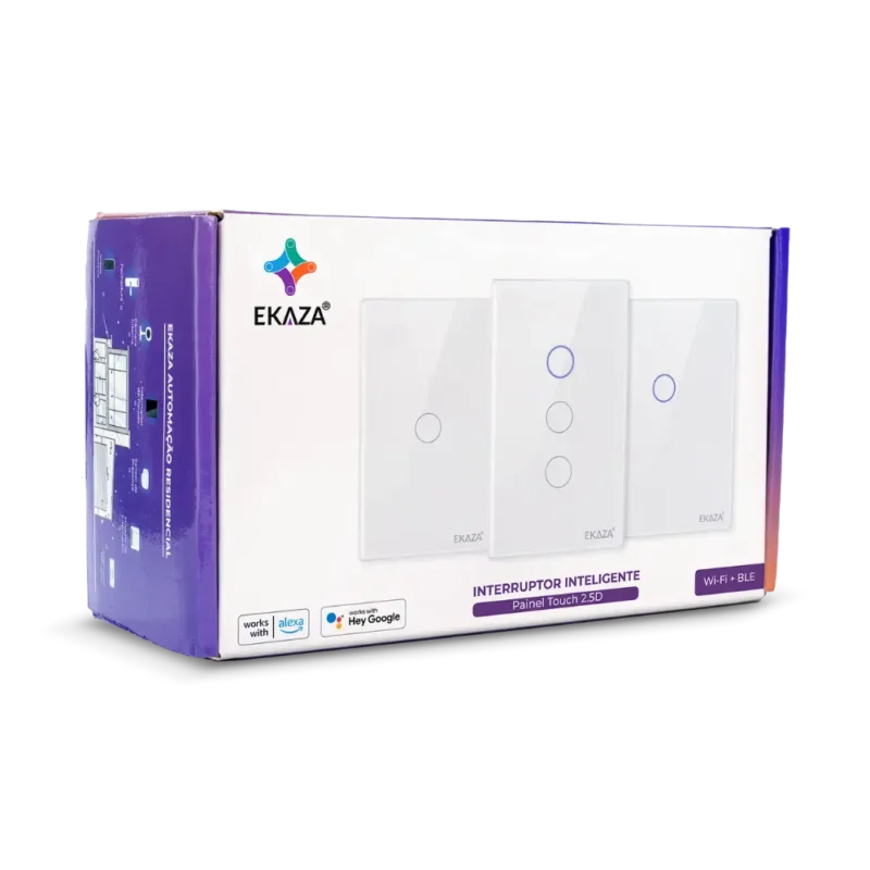 Interruptor Inteligente 2 Tecla Touch 2.5D Zigbee - Caixa