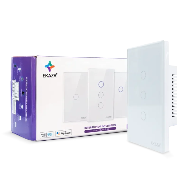 Interruptor Inteligente 2 Tecla Touch 2.5D Zigbee - Caixa Produto