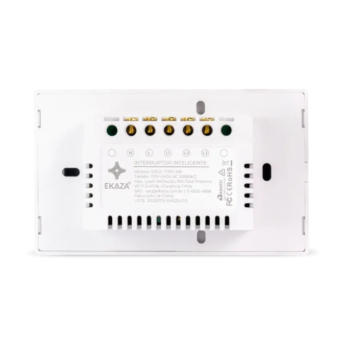 Interruptor Inteligente 2 Tecla Touch 2.5D Zigbee - Traseira