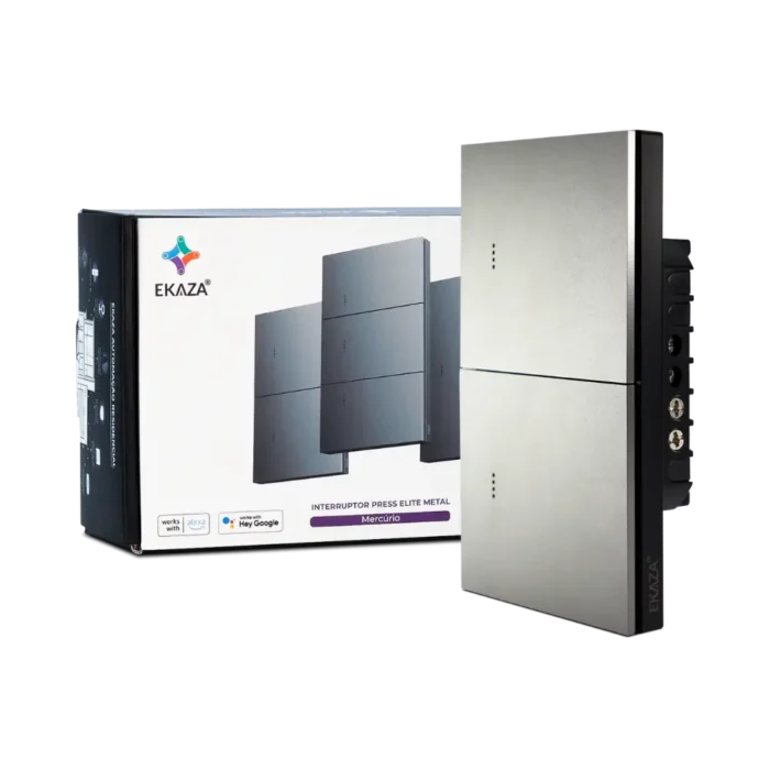 Interruptor inteligente 2 Teclas EKGD-T408-2ZG Caixa e produto