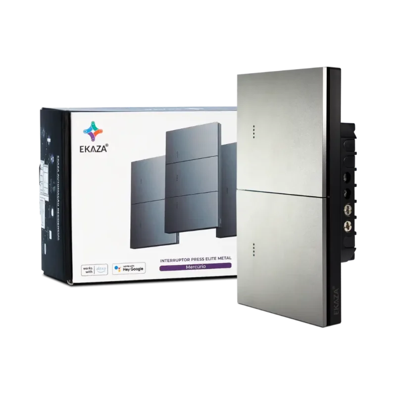 Interruptor inteligente 2 Teclas EKGD-T408-2ZG Caixa e produto
